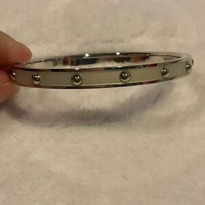 Coach Grey Silver Enamel Bangle Bracelet